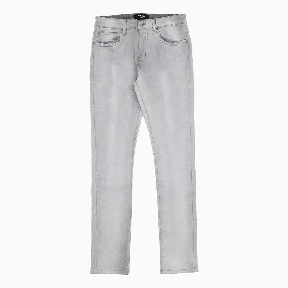 Savar Men's Savar Ice Grey Slim Denim Jeans Pant (Brand New) - Picture 5 of 8